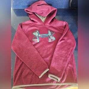 Under Armour Burgundy Hoodie with Patterned Logo